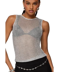 Edikted Women's Amalya Shiny Sheer Knit Top