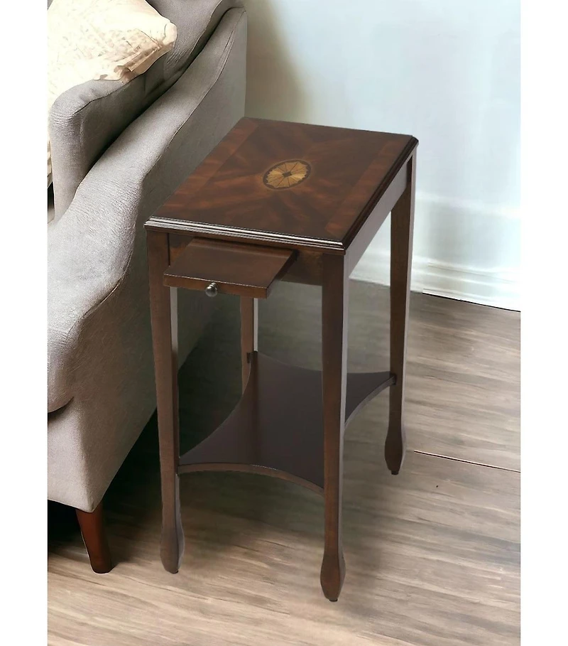 Modern Manufactured Wood Rectangular End Table with Lower Shelf