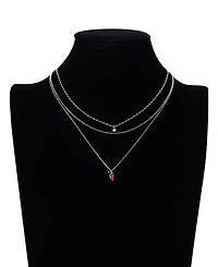 Unwritten Cubic Zirconia Strawberry Pendant Layered Necklace Set