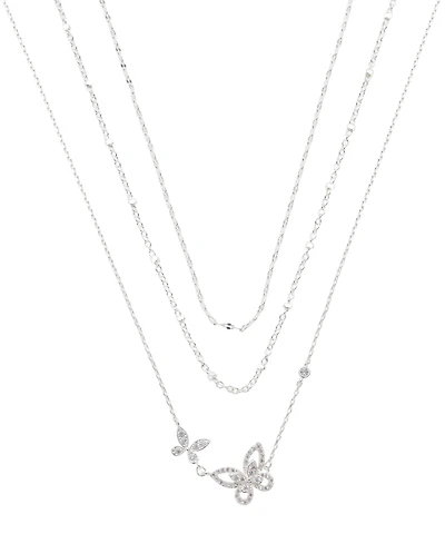 Unwritten Cubic Zirconia Double Butterfly Layered Necklace Set