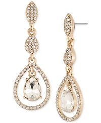 Givenchy Gold-Tone Pave Cluster & Pear-Shape Crystal Orbital Triple-Drop Earrings