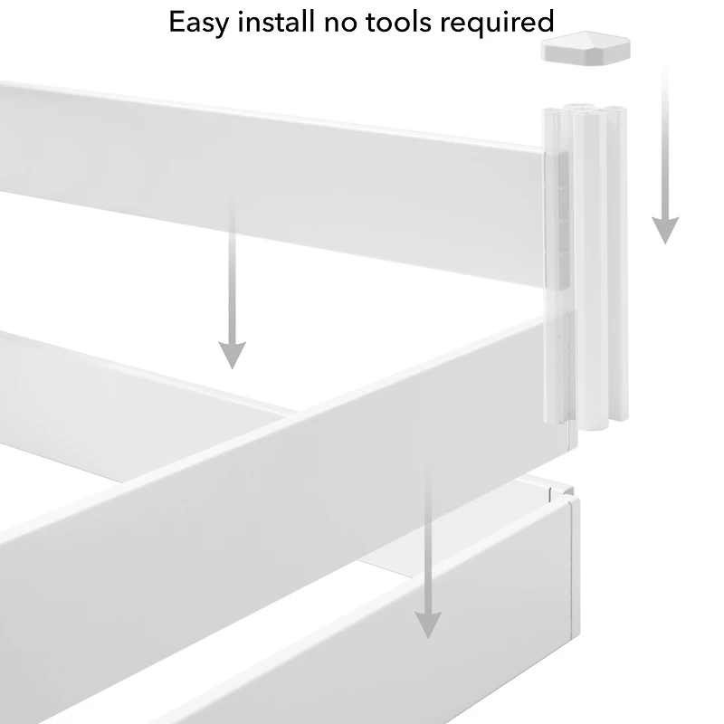 4' x 4' x 12" White Vinyl Raised Garden Bed with Grid, Above Ground Planter Box