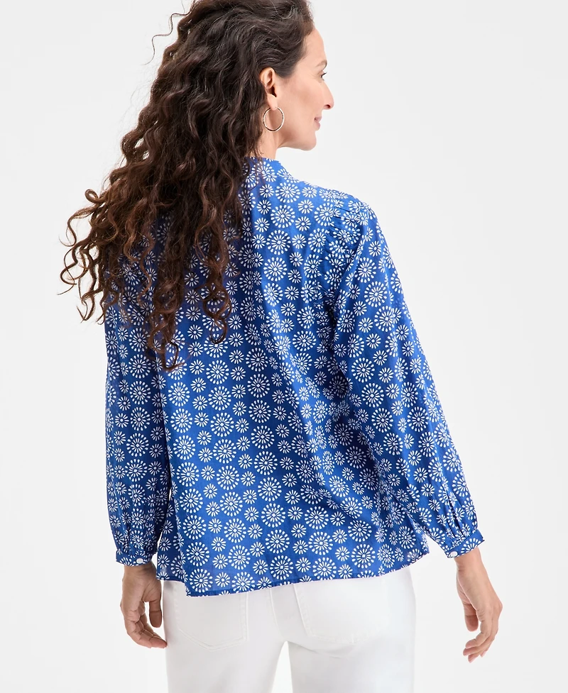 Style & Co Women's Printed Cotton Button-Front Blouse, Exclusively at Macy's