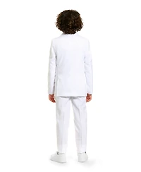 OppoSuits Boys White Knight Solid Suit Including Blazer, Pants and Clip-On-Tie