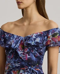 Lauren Ralph Women's Print Off-the-Shoulder Cocktail Dress
