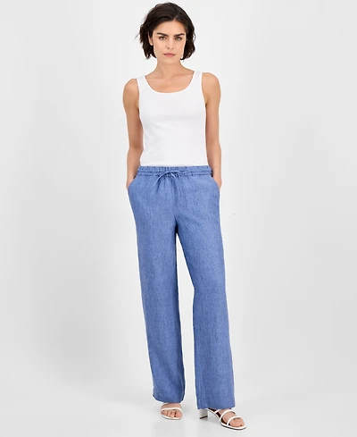 Charter Club Women's 100% Linen Drawstring Pants, Created for Macy's