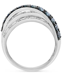 Effy Blue & White Diamond Multi-Row Ring (1-1/20 ct.t.w.) in 14k White Gold