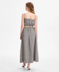 French Connection Womens Gingham Crop Top Gingham Ruched Waist Midi Skirt