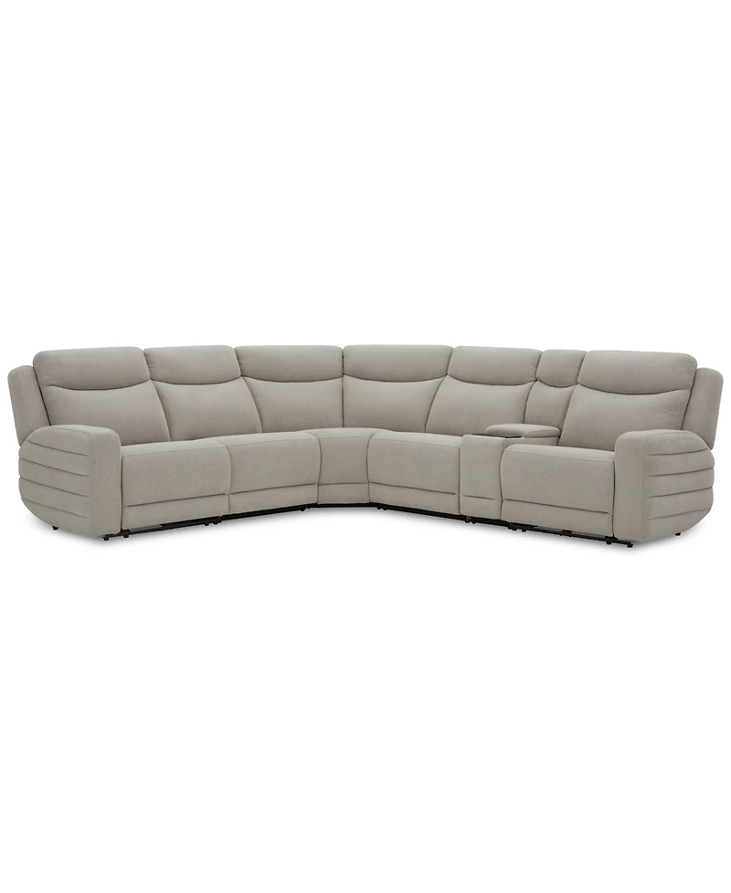 Kristyan -Pc. Fabric Sectional with 2 Power Recliners and Console