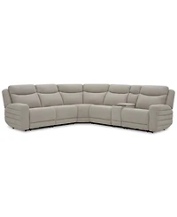 Kristyan -Pc. Fabric Sectional with 2 Power Recliners and Console