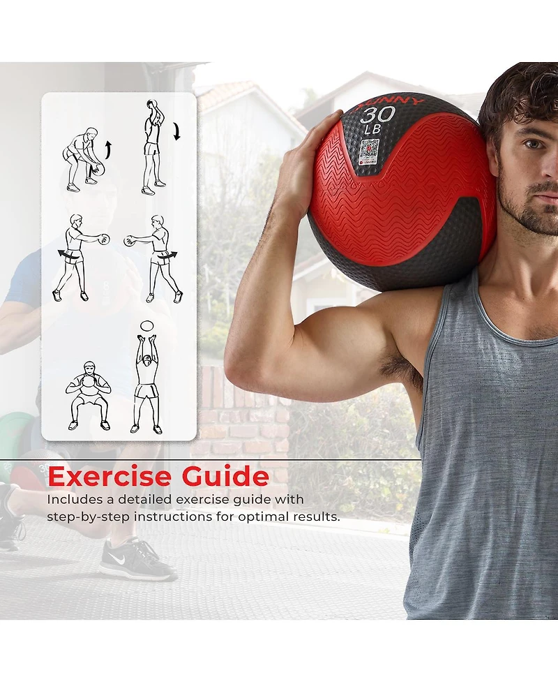 Sunny Health & Fitness Medicine Ball 8LBS, Non-slip Grip