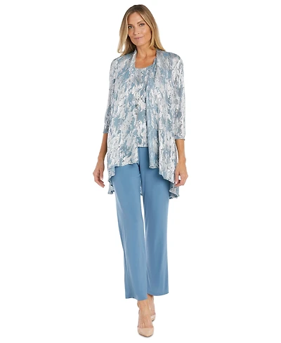 R & M Richards Women's 3-Pc. Metallic Jacquard Jacket, Tank Top & Pant Set