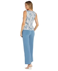 R & M Richards Women's 3-Pc. Metallic Jacquard Jacket, Tank Top & Pant Set