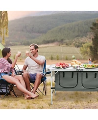 Gymax Folding Camping Table Aluminum Height Adjustable w/ Storage Organizer