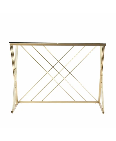 40" Clear and Gold Glass Writing Desk