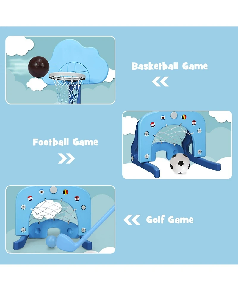 3-in-1 Kids Adjustable Basketball Hoop Set with Balls