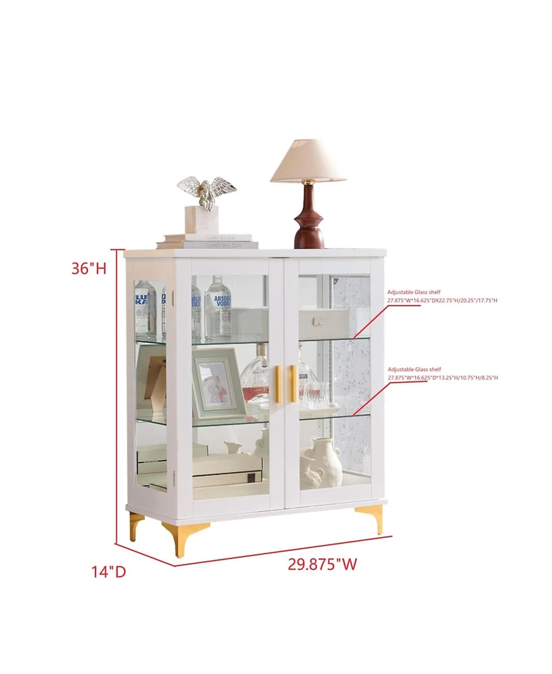 Kings Brand Furniture Cataleya 3-Tier Curio Display Cabinet Organizer with Storage Shelves for Figures & Collection Exhibit for Living Room, Bedroom