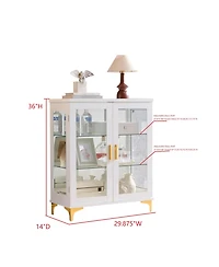 Kings Brand Furniture Cataleya 3-Tier Curio Display Cabinet Organizer with Storage Shelves for Figures & Collection Exhibit for Living Room, Bedroom