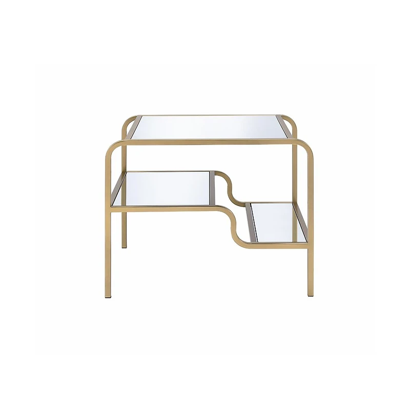 Contemporary Glass End Table with Dual Shelves for Organization