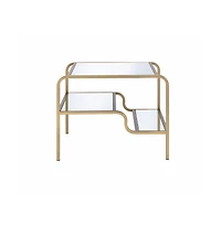 Contemporary Glass End Table with Dual Shelves for Organization