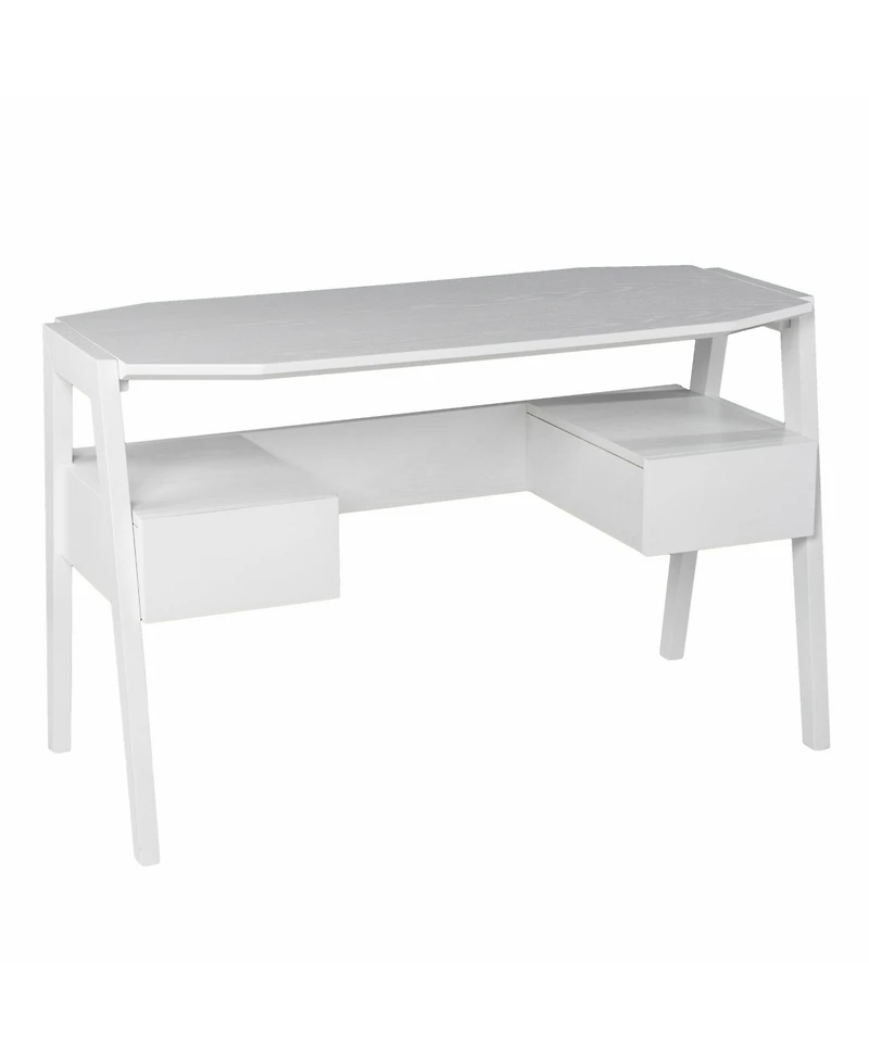 48" White Writing Desk With Two Drawers