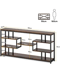 Tribesigns 70.87" Console Tables for Living Room, 5-Tier Narrow Long Sofa Tables with Open Storage Shelves, Rustic Entryway Tables with Metal Fra