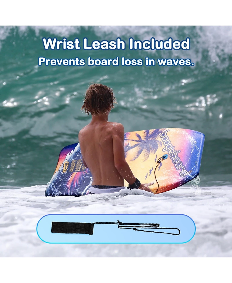 37" Body Board with Wrist Leash Fiberclad Cover Phuzion Core Crescent Tail