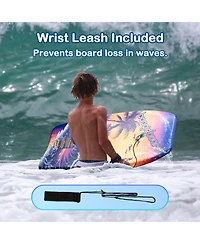 37" Body Board with Wrist Leash Fiberclad Cover Phuzion Core Crescent Tail