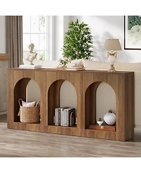 Tribesigns 70.9" White Console Table with Storage, Wood Entryway Entry 3 Arched Shelves, Behind Couch Sofa, Narrow Long