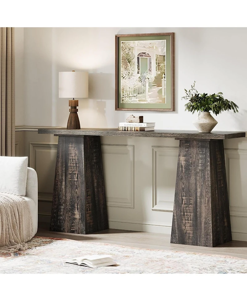Tribesigns Rustic Console Table Wood Entryway Table for Living Room, 63 inch Narrow Sofa Table Farmhouse Vintage Couch Table Retro Hallway Accent Tabl