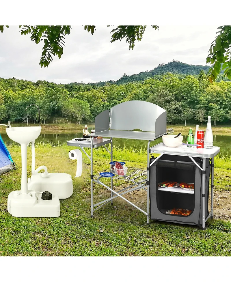 Gymax Folding Outdoor Camping Table Portable Bbq Grill Table w/ Storage Bag