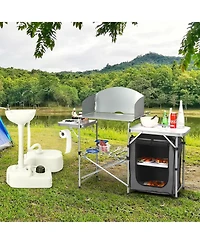 Gymax Folding Outdoor Camping Table Portable Bbq Grill Table w/ Storage Bag