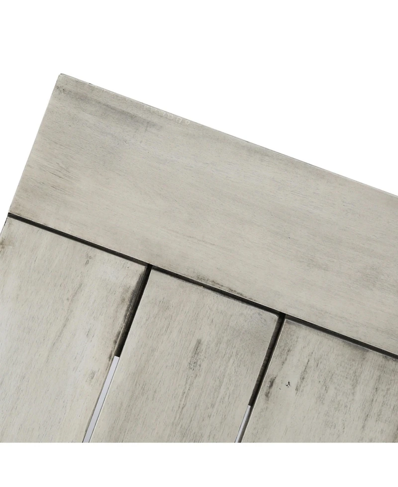 63 in. Sandblasted Light Gray Wood and Metal Outdoor Patio Bench
