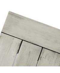 63 in. Sandblasted Light Gray Wood and Metal Outdoor Patio Bench