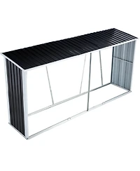 10.8 ft. W x 2.5 ft. D Dark Gray Metal Log Storage Shed with Roof
