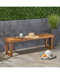 60 inches Natural Acacia Wood Outdoor Bench with Slat Panel Design, Versatile Use for Dining or Relaxation