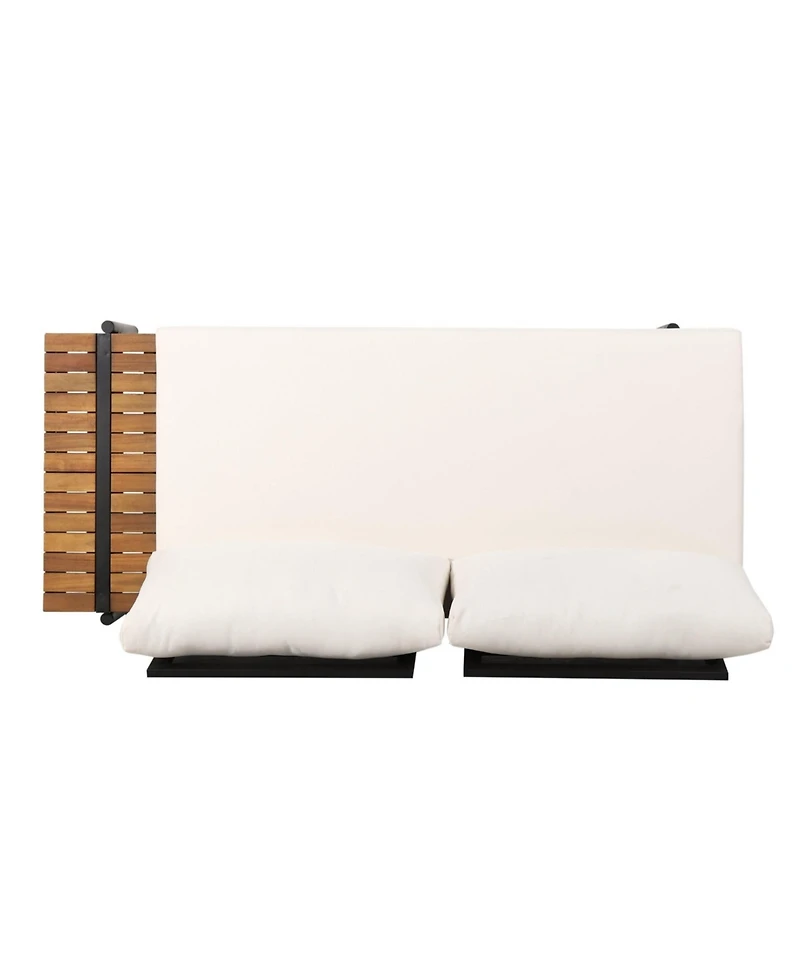 2-Seater Sofa with Iron Frame and Acacia Wood Accents