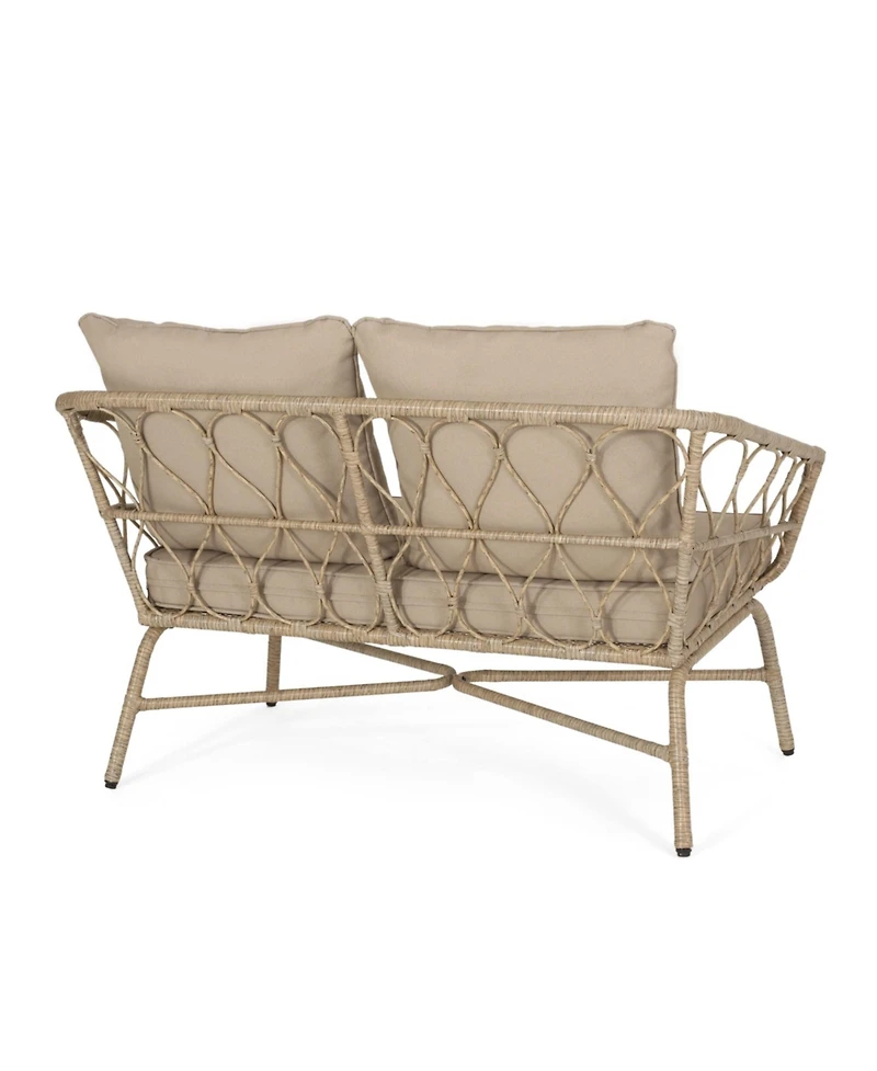 Outdoor Loveseat, 2 Seater Patio Sofa with Wicker Weave and Durable Cushions, Durable Rattan Finish