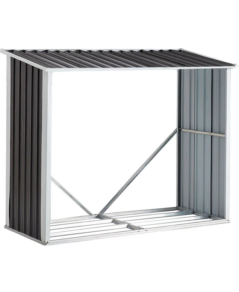 6 ft. W x 3 ft. D Steel Log Storage Shed, Firewood Rack, for Backyard Garden Patio Porch