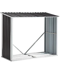 6 ft. W x 3 ft. D Steel Log Storage Shed, Firewood Rack, for Backyard Garden Patio Porch