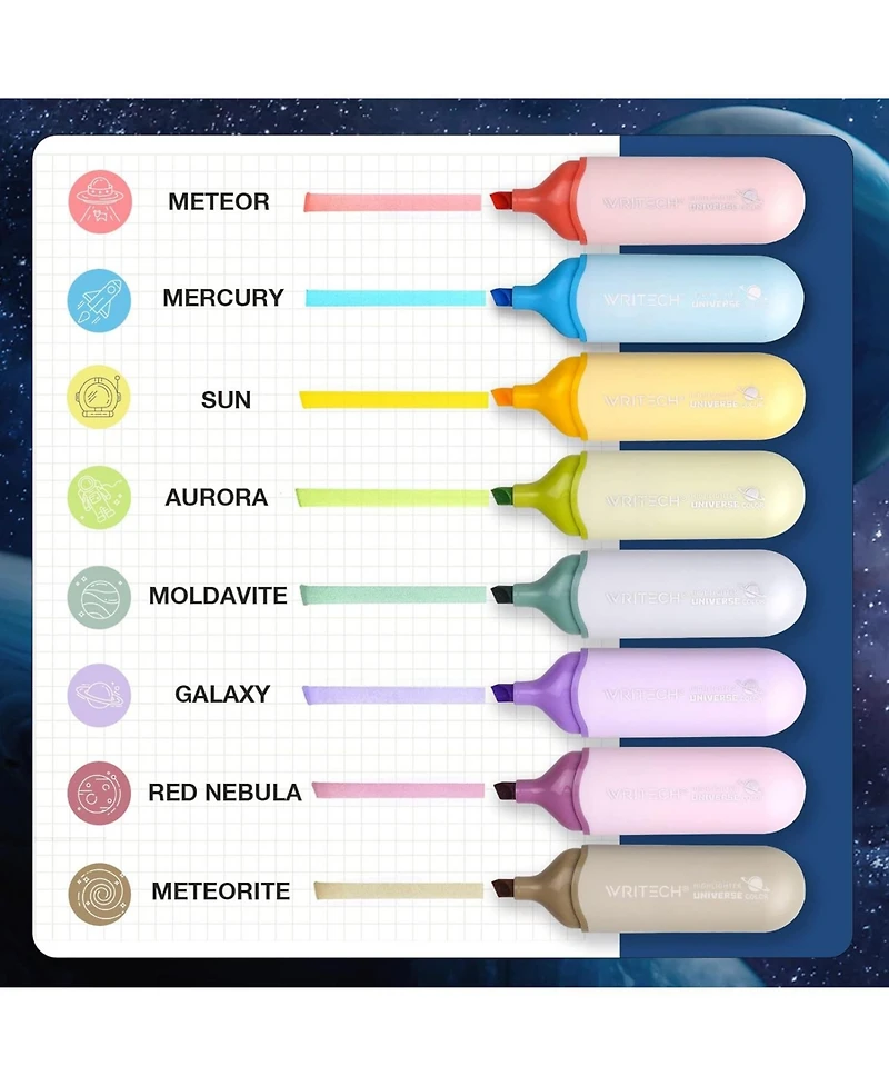 Writech Aesthetic Chisel Tip Highlighters 8CT