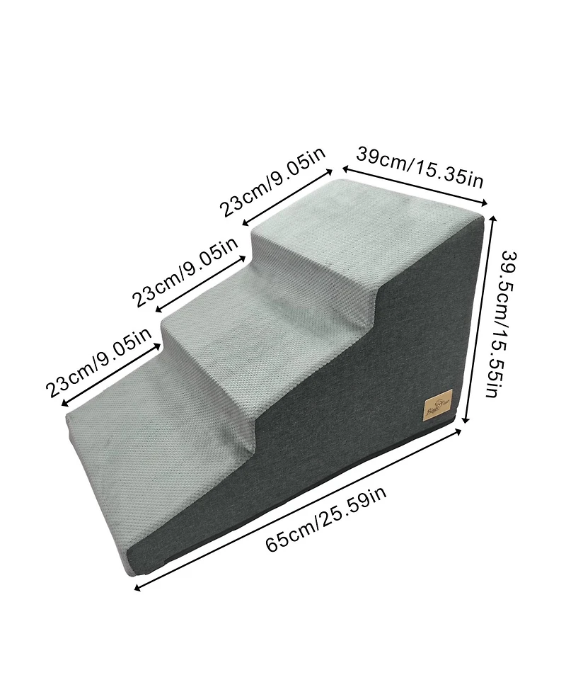 Bingopaw 3-Step Non-Slip Sponge Dog Stairs for Small Dogs