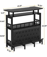 Tribesigns Home Bar Unit for Liquor, 44-Inch Bar Height Table with Storage, Black Entertainment Pub Table for Kitchen, Balcony, Basement