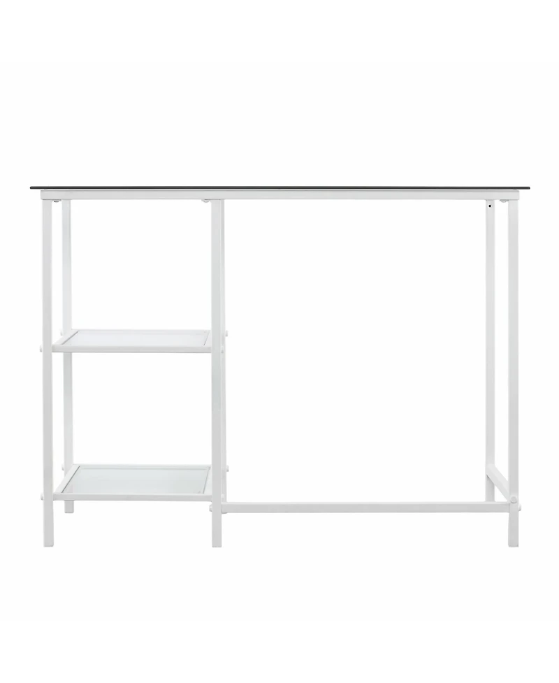 42" Clear and White Glass Writing Desk