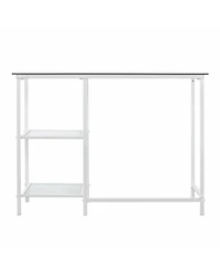 42" Clear and White Glass Writing Desk
