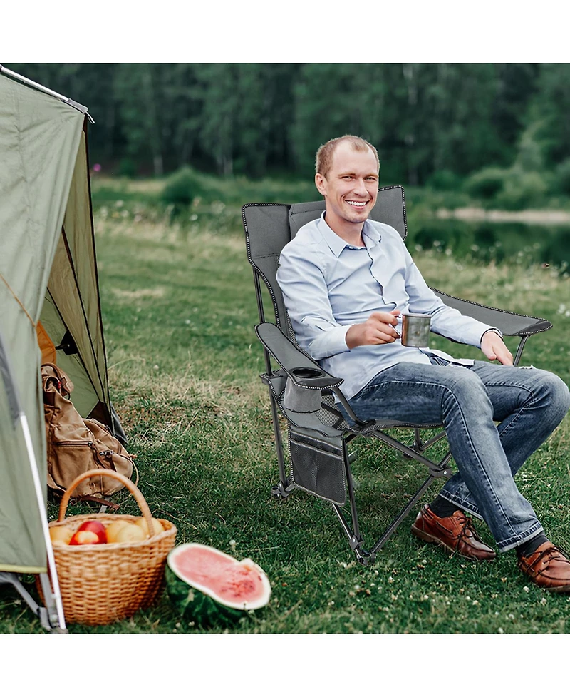 Camping Lounge Chair with Detachable Footrest Adjustable Backrest