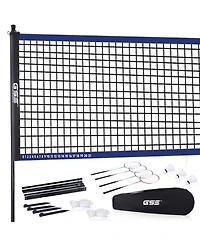 Recreational Badminton Complete Set with Portable Badminton Net, 4 Badminton Rackets, 3 Shuttlecocks & Carrying Bag