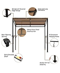 7 Feet Grill Gazebo with Serving Shelf and Storage Hooks
