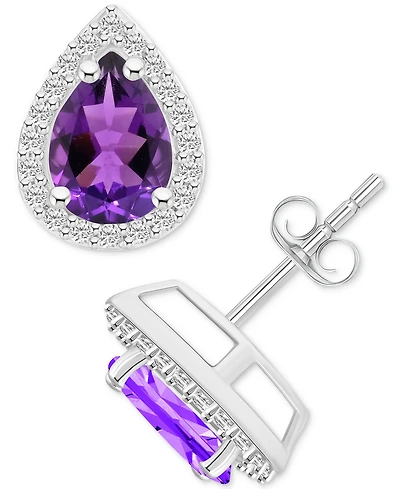 Amethyst (1-1/3 ct. t.w.) & Lab Grown White Sapphire (1/4 Stud Earrings 10k Gold (Also Additional Gemstones)
