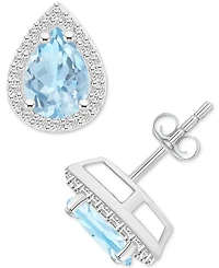 Amethyst (1-1/3 ct. t.w.) & Lab Grown White Sapphire (1/4 Stud Earrings 10k Gold (Also Additional Gemstones)